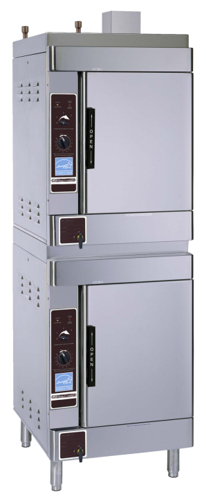 Sirius II Series, Boilerless Two (6) Pan Steamers With Stacking Kit, 27,000 Total BTUs each– Propane, 54000 Total BTUs